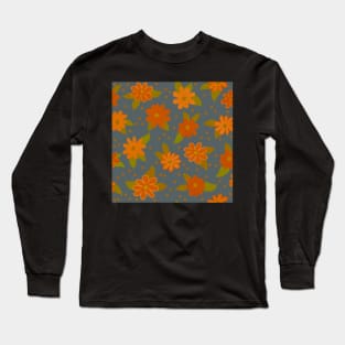 Rose Trail in retro orange and blue grey Long Sleeve T-Shirt